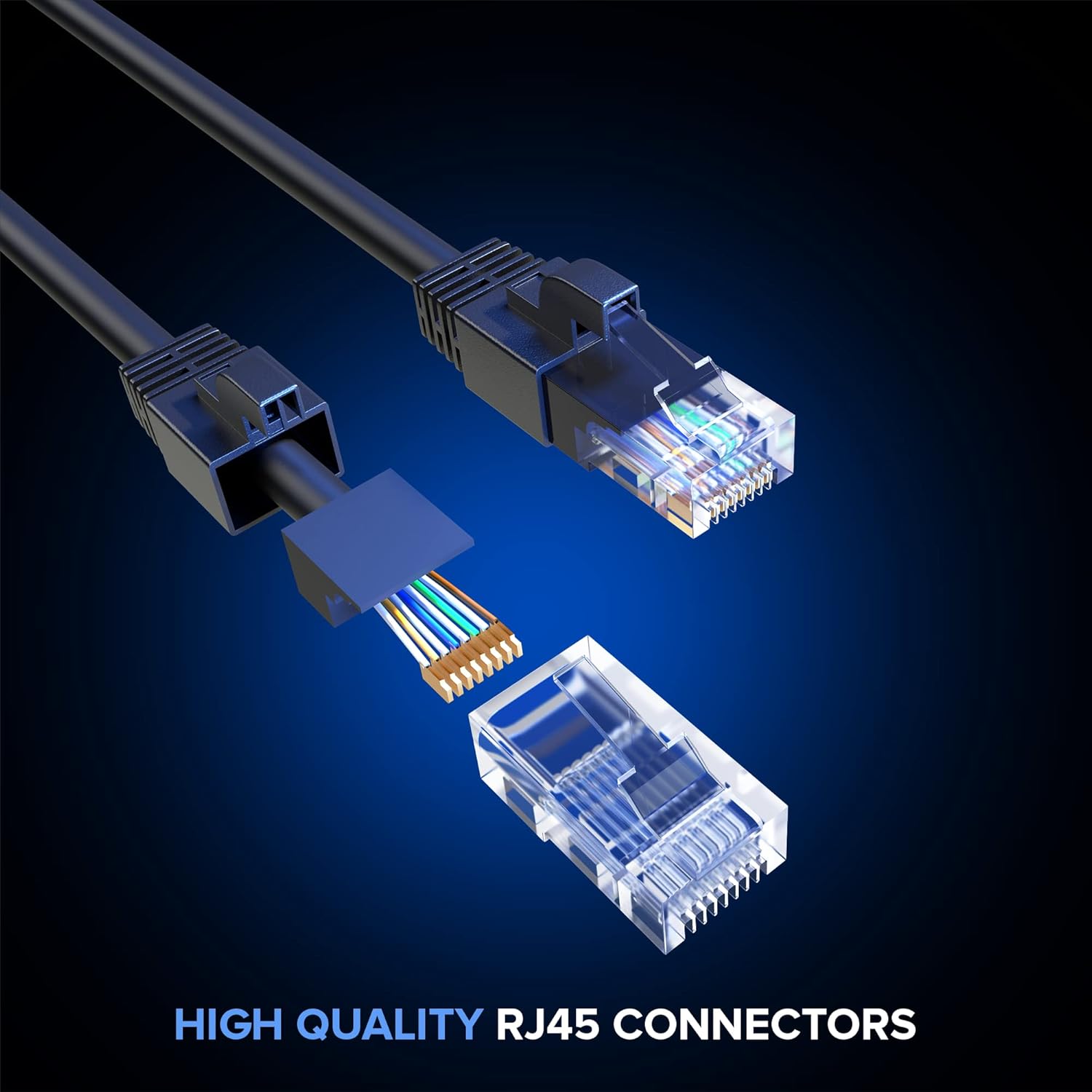 Maximm Paquete de 12 cables Ethernet Cat 6 de 15 pies, cable LAN de alta velocidad, cable de Internet, cable de conexión y cable de red, UTP, 10