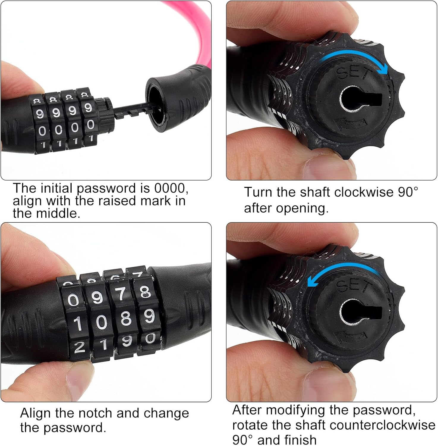 PATIKIL Candado de combinación de bicicleta de 2.23 pies, cable de acero de 4 dígitos, bloqueo de código de combinación reiniciable en espiral largo