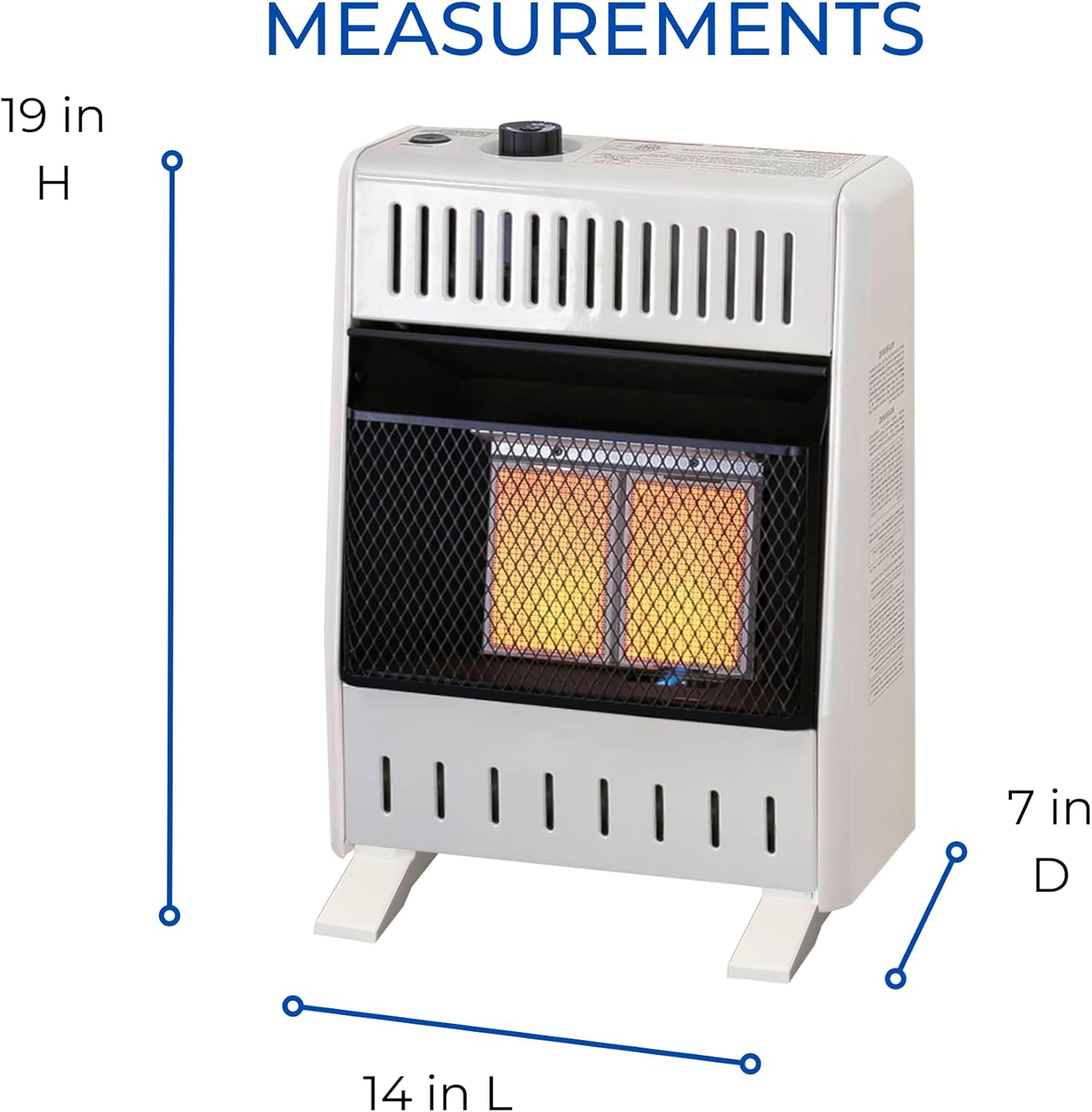 ProCom MN100TPA-B Calentador infrarrojo de gas natural sin ventilación con control de termostato para uso doméstico y oficina, 10000 BTU, calienta