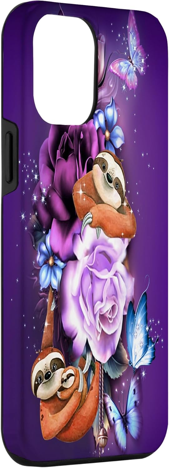 Funda para iPhone 14 Plus Animal Lover Case Sloth And Roses With Butterfly