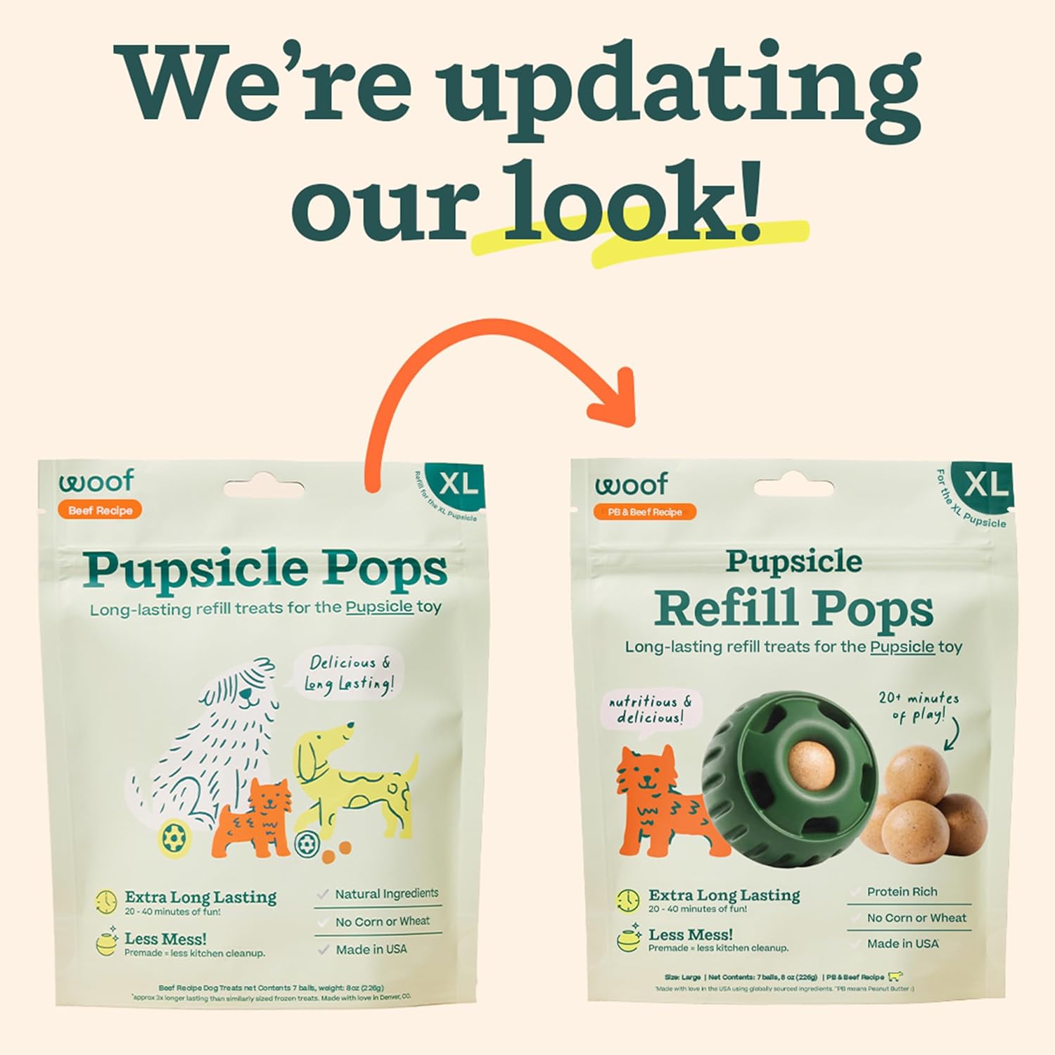WOOF Pupsicle Pops, deliciosas golosinas para perros de larga duración, repuestos para el Pupsicle, golosinas de repuesto prefabricadas para perros,