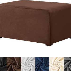 Funda otomana rectangular, de terciopelo elástico, fundas otomanas rectangulares gruesas, fundas rectangulares para otomanas, funda de taburete Funda otomana rectangular, de terciopelo elástico, fundas otomanas rectangulares gruesas, fundas rectangulares para otomanas, funda de taburete