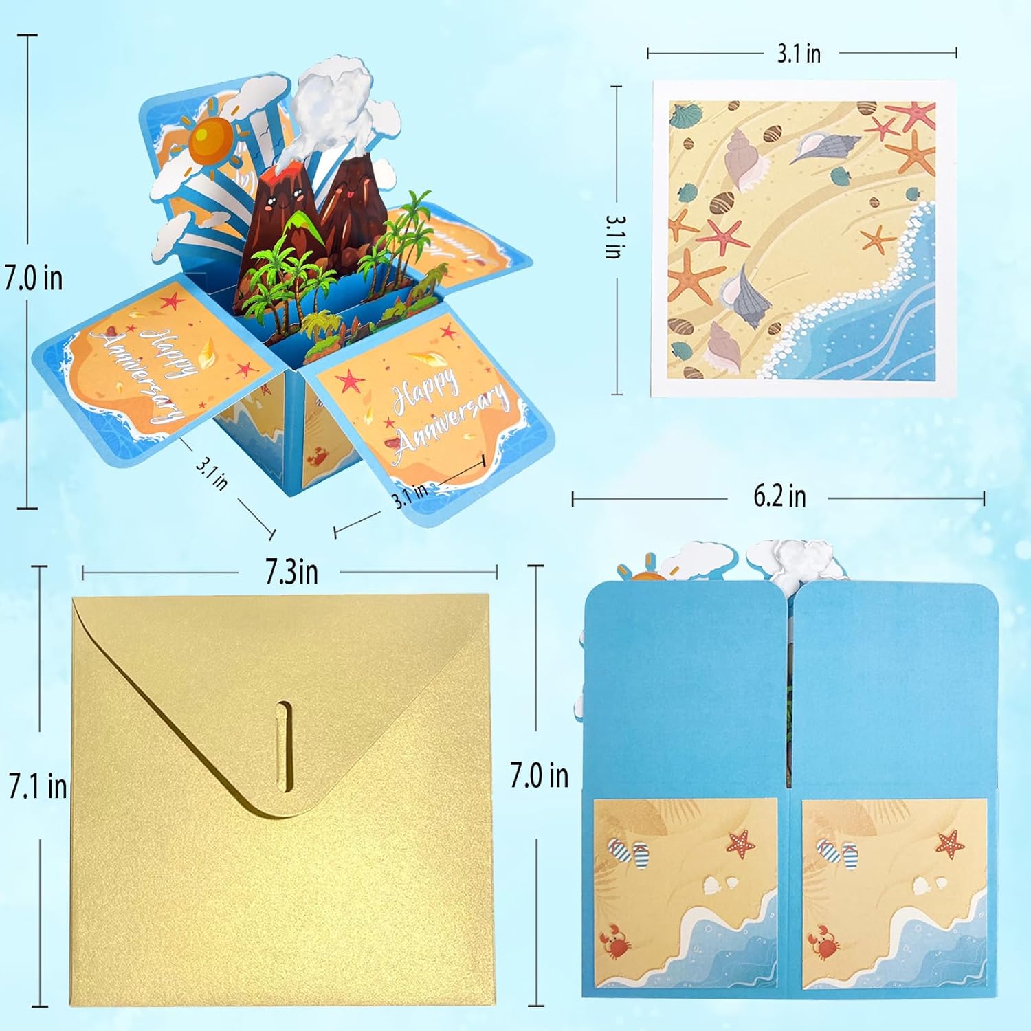 YiKaLus Divertida tarjeta desplegable de aniversario para marido y esposa, dulce tarjeta de regalo para mujeres y hombres, tarjeta de felicitación