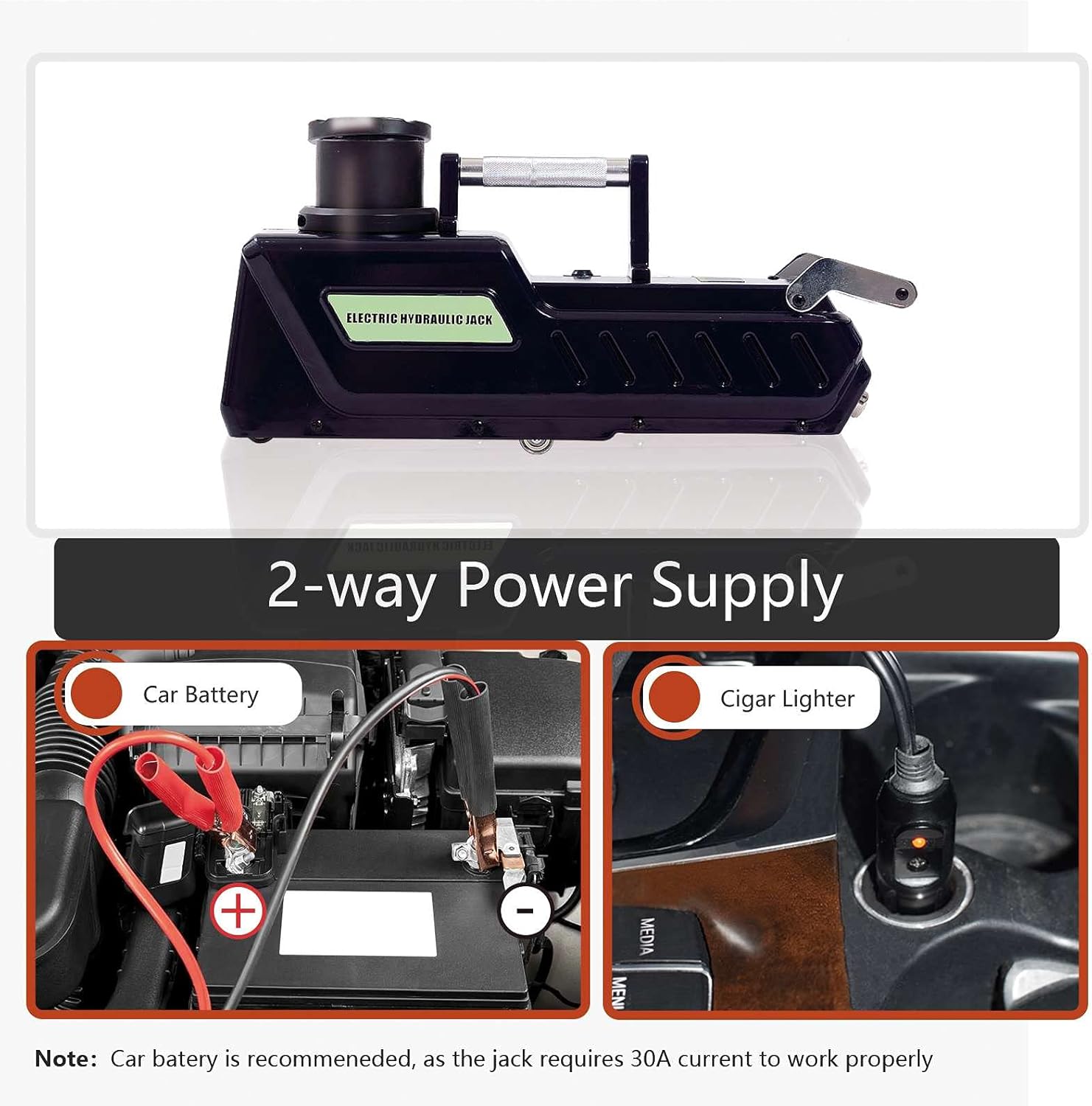 E-HEELP Gato hidráulico para automóvil de 12 V CC, 33000 libras, gato eléctrico de alta resistencia con pantalla LED para cámper, RV, camión,