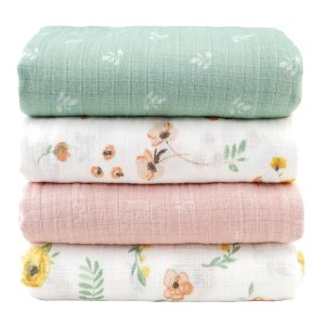 Viviland Mantas de muselina para bebé, para niños y niñas recién nacidos, mantas de recepción de género neutro para bebés, patrón floral, 47 x 47 Viviland Mantas de muselina para bebé, para niños y niñas recién nacidos, mantas de recepción de género neutro para bebés, patrón floral, 47 x 47