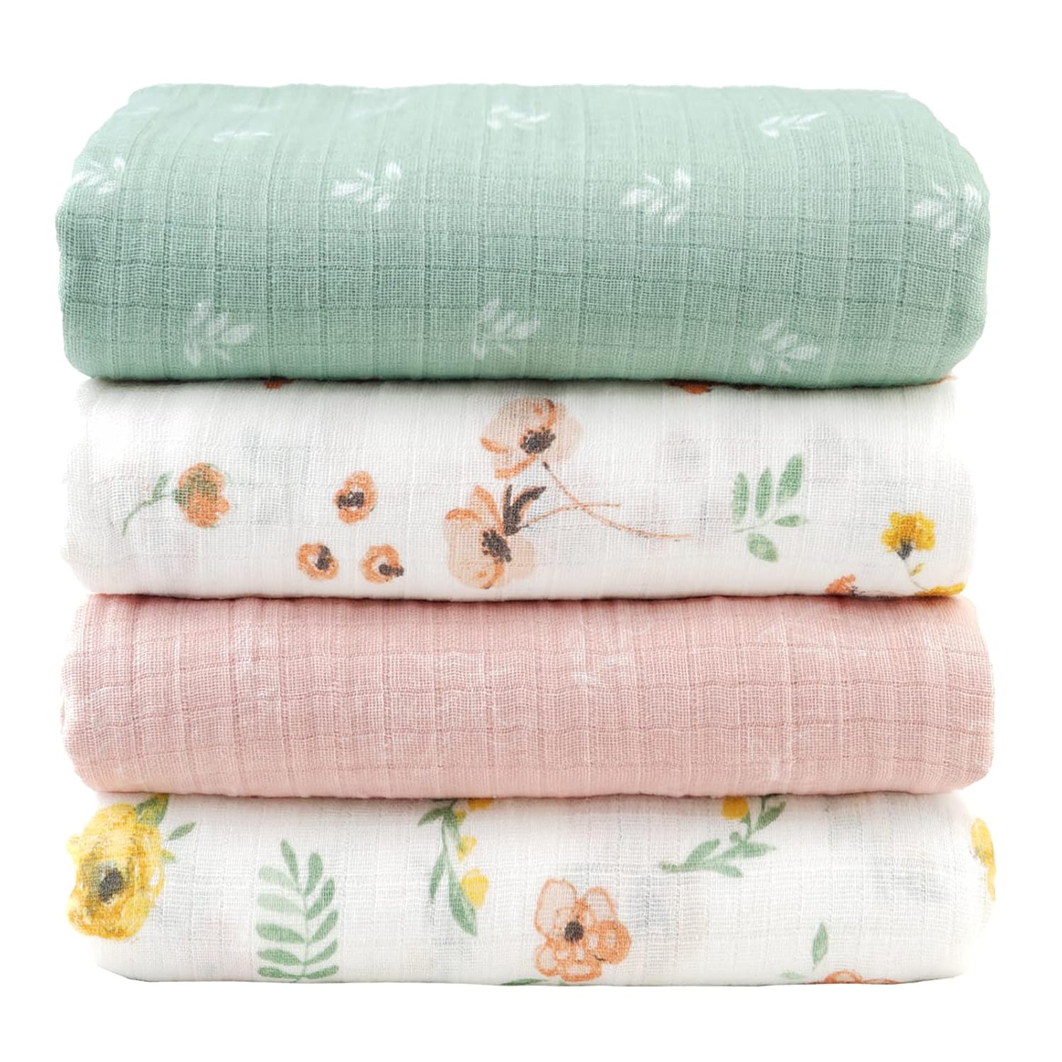 Viviland Mantas de muselina para bebé, para niños y niñas recién nacidos, mantas de recepción de género neutro para bebés, patrón floral, 47 x 47