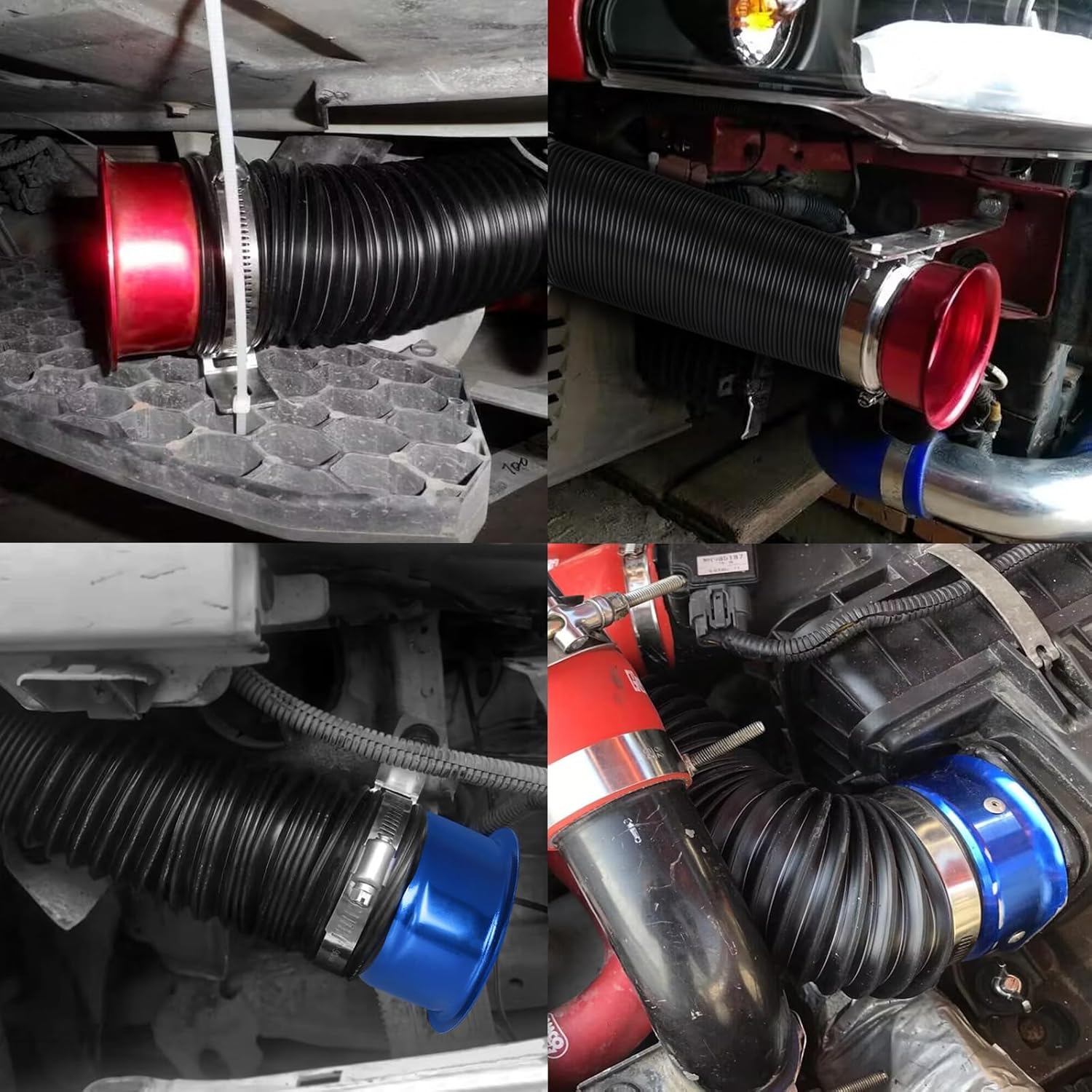 Conducto de admisión del tubo de admisión, 3 pulgadas2.992 in Tubo de entrada de frío de aluminio universal para automóvil automotriz- Rojo