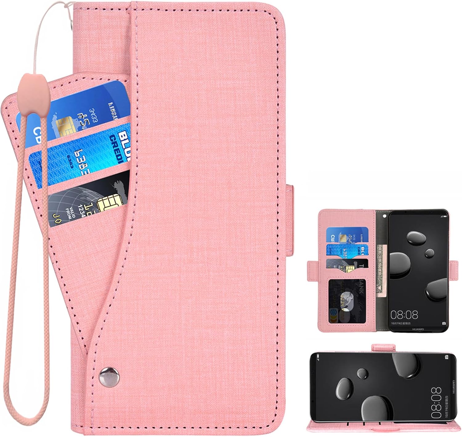 Asuwish Funda para teléfono Huawei Mate 10 Pro con protector de pantalla de vidrio templado y correa para la muñeca, soporte para tarjeta de