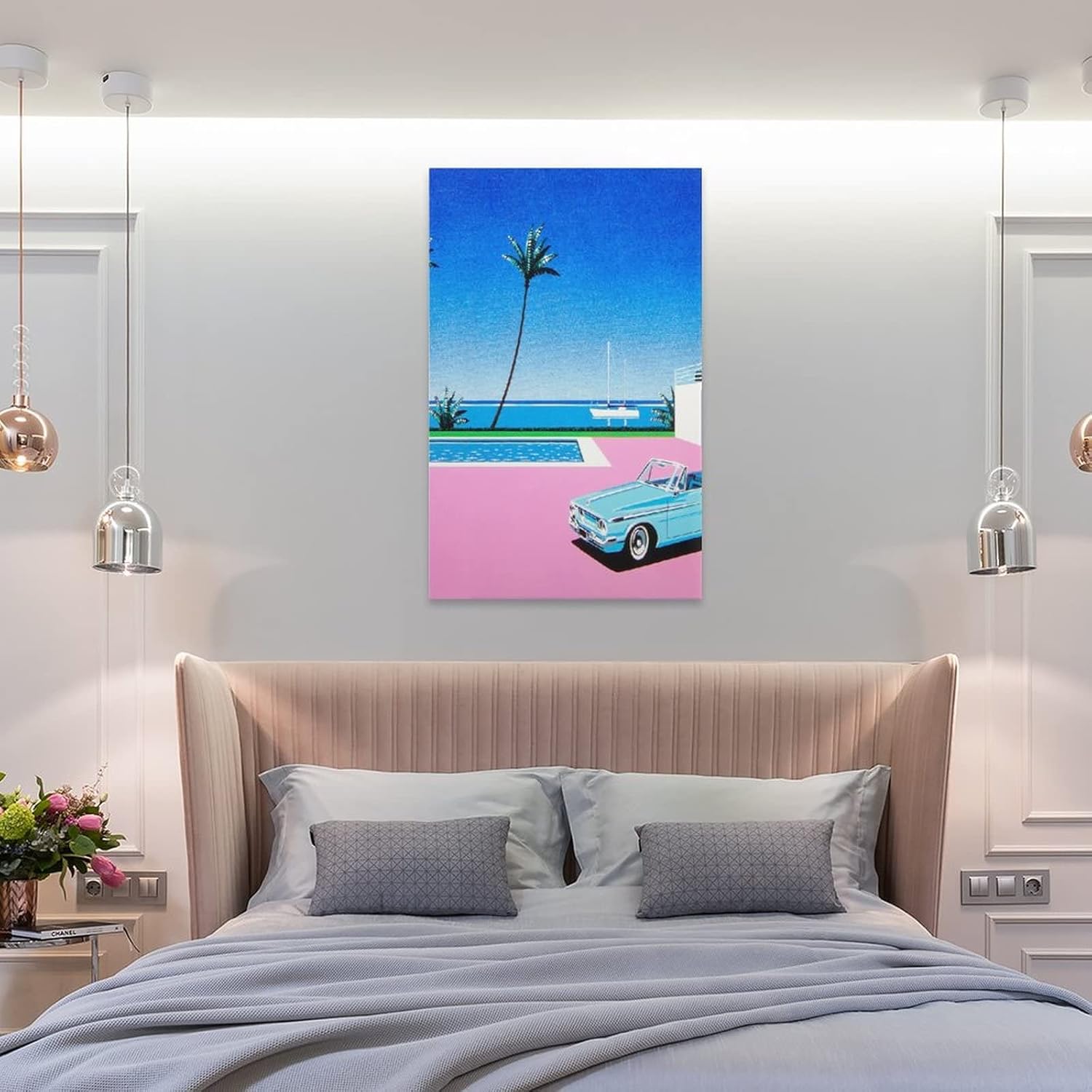 Hiroshi Nagai – Póster de pared con diseño surrealista de paisajes tropicales modernos, 12 lienzos artísticos e impresiones artísticas para pared,