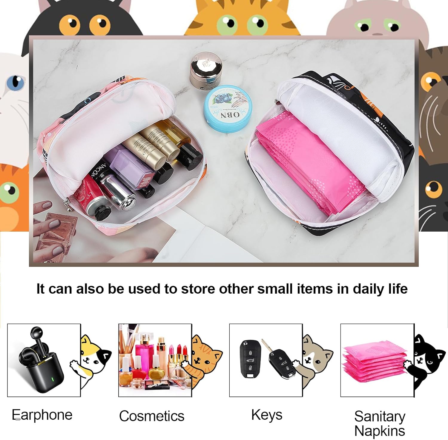 Bolsa de almacenamiento de servilletas sanitarias de lona para niñas y mujeres, bolsa de almacenamiento para servilletas sanitarias portátiles para