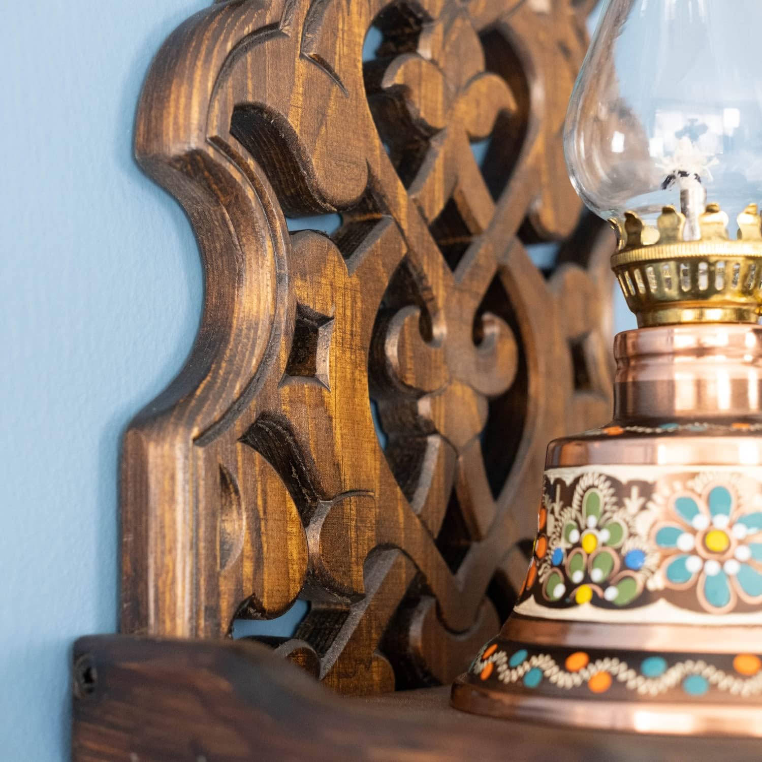 Candelabros rústicos para colgar en la pared, estante de madera para lámparas y velas, portavelas, estantes de granja