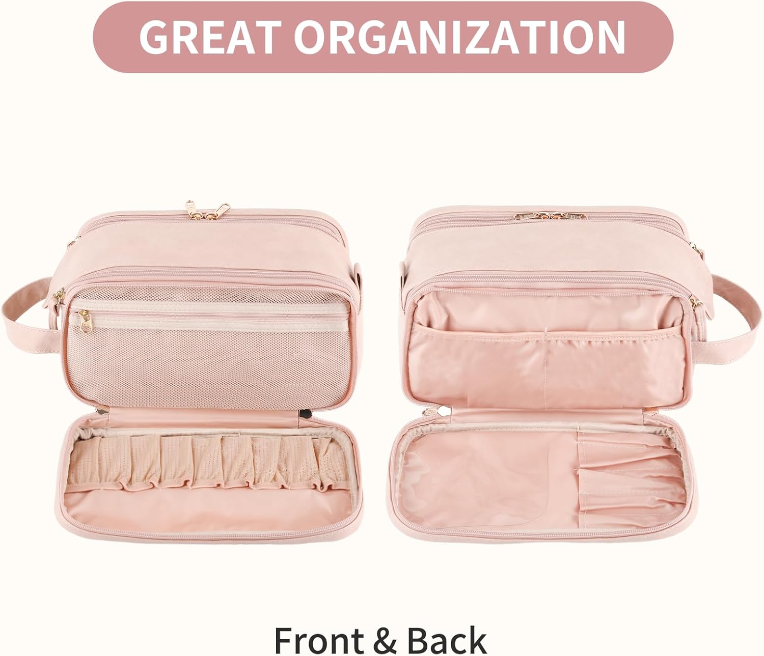 Droombouw Neceser organizador de maquillaje de viaje para mujer, accesorios de aseo cosmético, kit de Dopp de gran capacidad, impermeable, mango