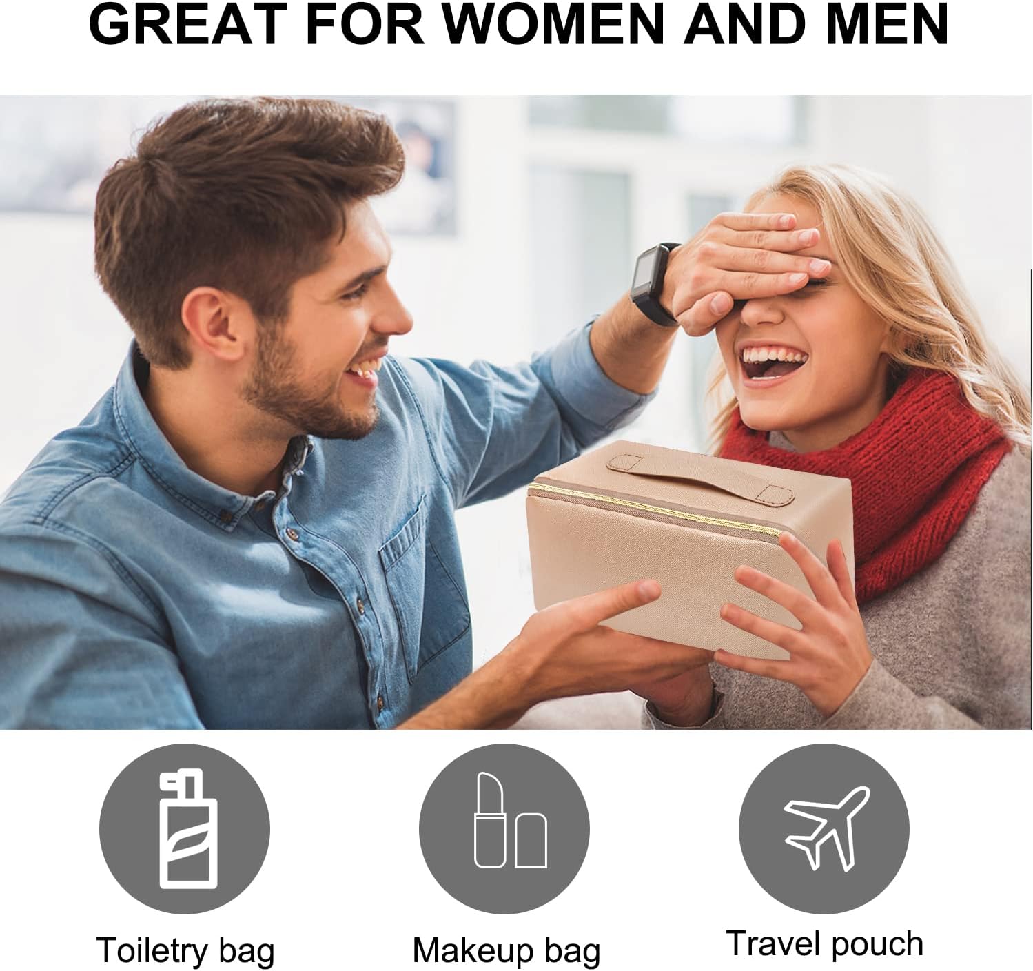 Bolsa de maquillaje portátil que se abre plana para un fácil acceso, bolsa de cosméticos impermeable, bolsa de aseo personal, accesorios de viaje