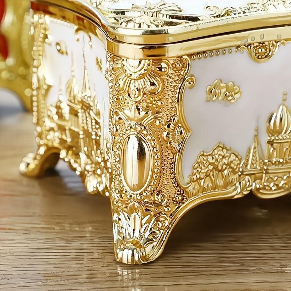 Soporte para cubierta de pañuelos, castillo creativo en relieve y diamantes de imitación rectangular de acrílico para caja de pañuelos