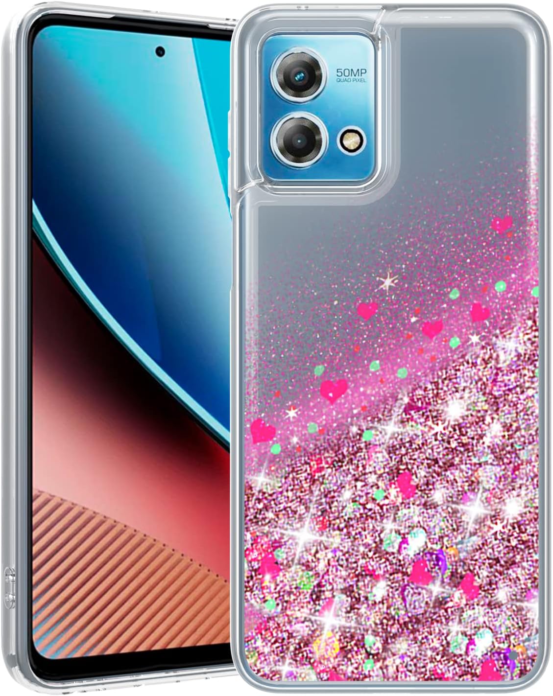 EnCases Funda híbrida para Moto G Stylus 5G 2023 con purpurina líquida, Motorola Moto G Stylus 5G 2023 Quicksand Sparkle para niñas, mujeres y