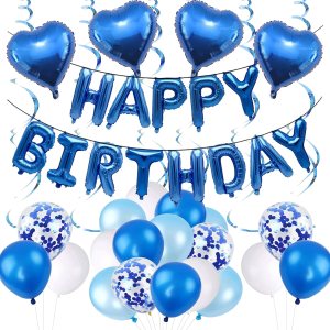 BRT Bearingshui Decoraciones de cumpleaños azules, decoración de globos de feliz cumpleaños, decoraciones de fiesta azul para 1, 13, 16, 21, 30, 40, BRT Bearingshui Decoraciones de cumpleaños azules, decoración de globos de feliz cumpleaños, decoraciones de fiesta azul para 1, 13, 16, 21, 30, 40,
