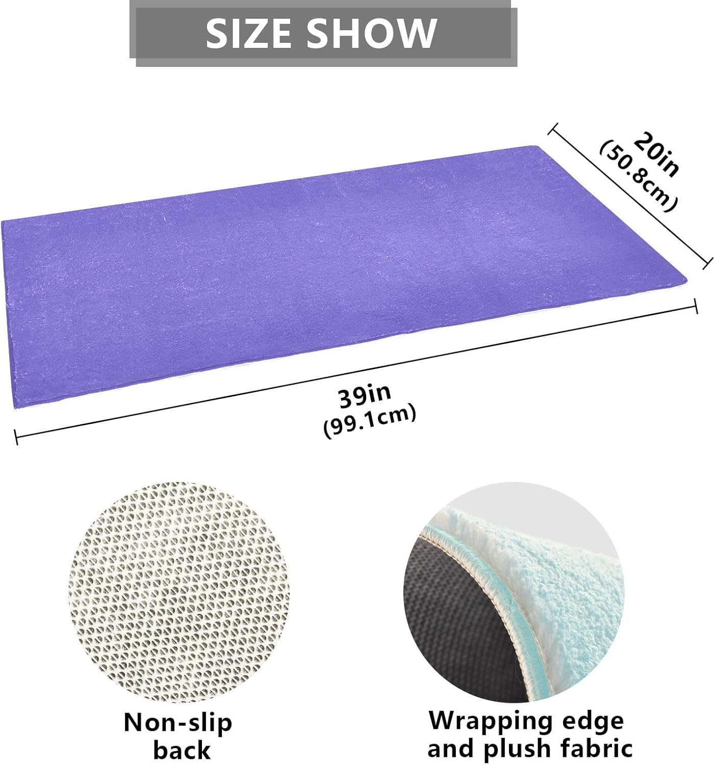 Alfombras de felpa azul pizarra para baño, parte trasera de goma antideslizante, lavable, tapete absorbente de baño, 39 x 20 pulgadas