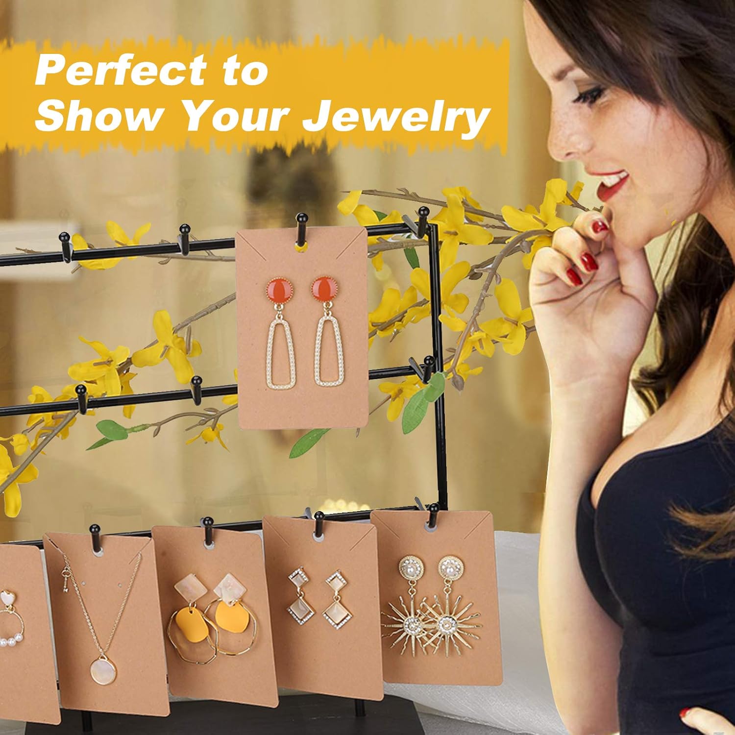 ovsor 850 tarjetas de exhibición de pendientes y 500 bolsas para aretes y collares y embalaje de joyas