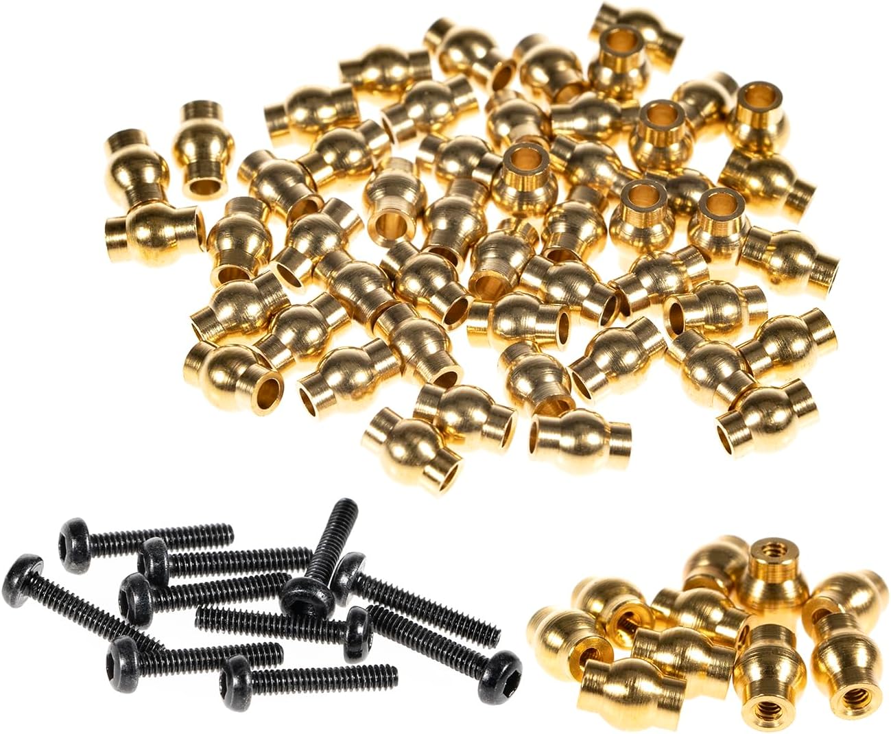 RampCrab Juego de juntas de bola de extremos de varilla RC para SCX24 AX24, 60 piezas de bola de latón, piezas de actualización para auto de oruga