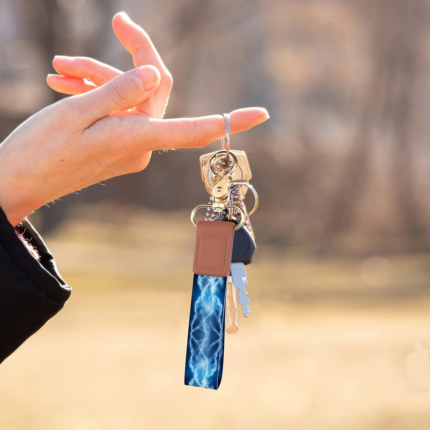 Llavero con cordón de muñeca, llavero de automóvil, llavero de pulsera para mujeres y hombres