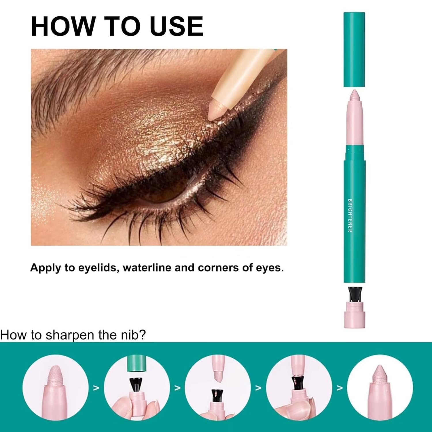 Barra de sombra de ojos, sombra de ojos en barra iluminadora (2#Champagne Shimmer)