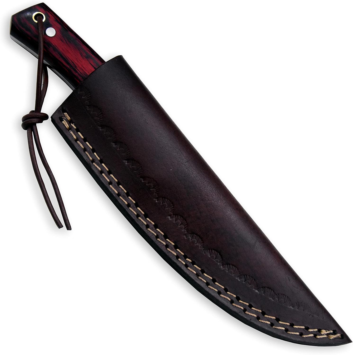 Hercules Knives Cuchillo de acero de Damasco forjado a mano de encargo Cuchillo de caza Cuchillo de caza Español Mango de madera Español Funda de