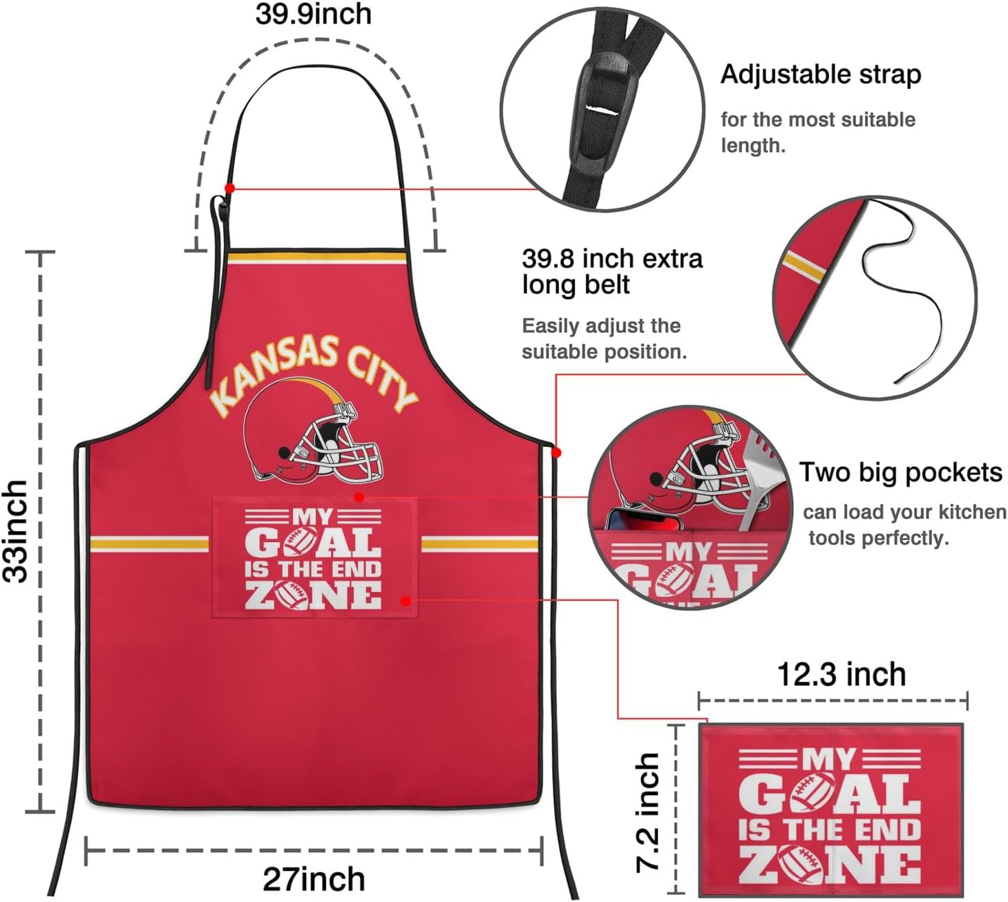 Delantal de regalo para fanáticos del fútbol con 2 bolsillos para mujeres y hombres, delantal de cocina de chef de cocina, delantal de regalo para