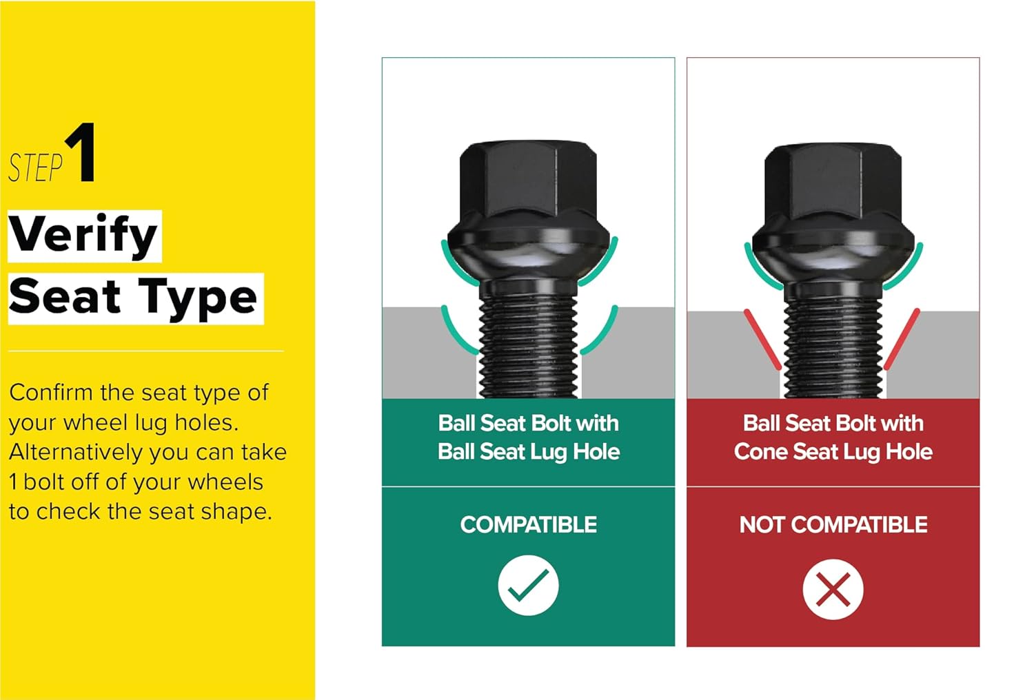 20 pernos negros extendidos de 14 x 1.5 (1.457 in de longitud del vástago – no longitud OEM, asiento de radio de bola) compatibles con Audi TT A3 A4