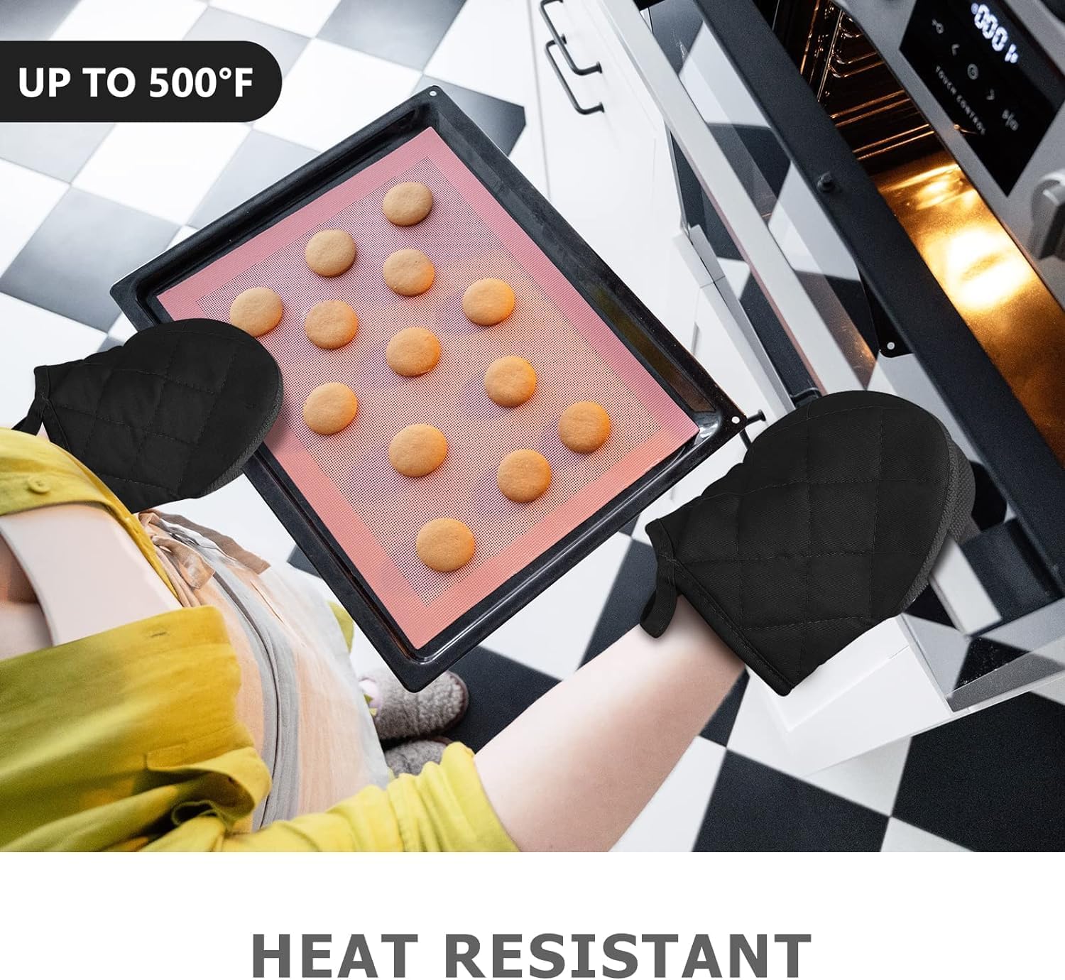 1 par de guantes cortos para horno con soporte para ollas, guantes de silicona para horno de cocina, resistentes al calor, 500 , mini guantes para