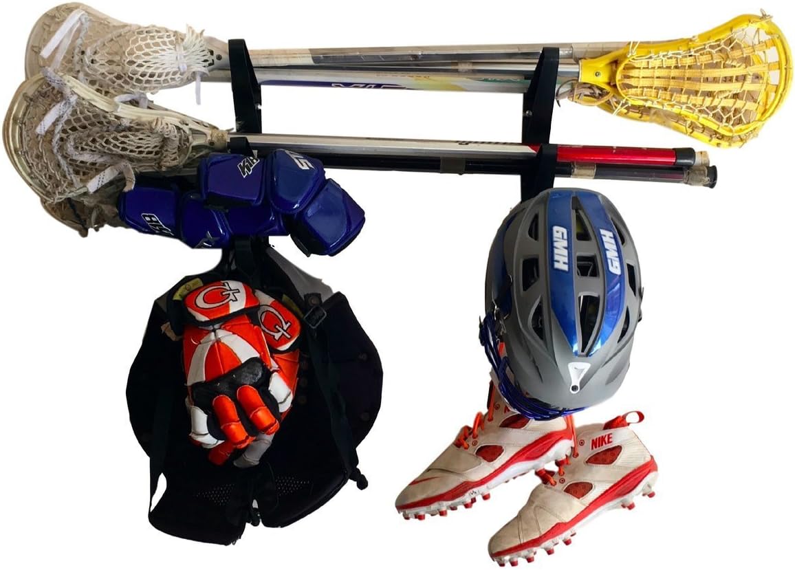 StoreYourBoard Lacrosse Stick – Estante de almacenamiento de pared, almohadillas y equipos de palos Lax, soporte organizador para el hogar y el