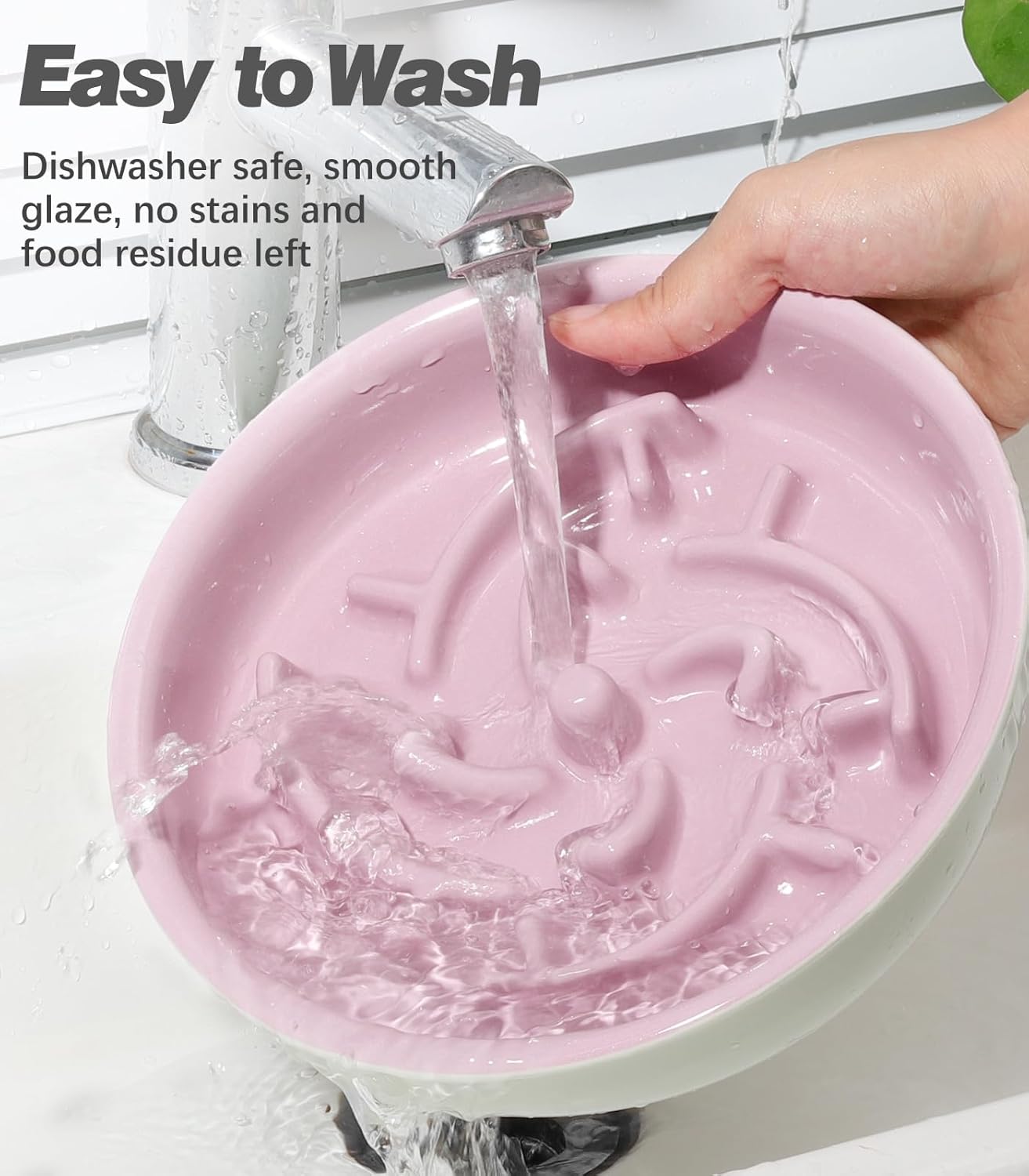 Tivray Cuenco para perros de razas grandes, cerámica, alimentador lento, 3 tazas, antideslizante, pesado, apto para horno microondas