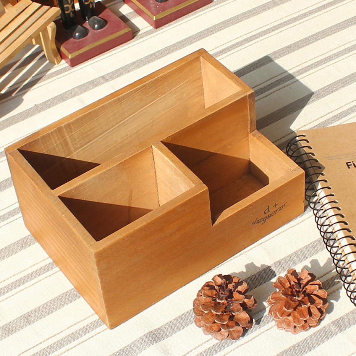 Yardwe 3 Pcs 3 Wood Desk Wooden Trinket Case Decorative Plants Jewelry Dresser Case Ornament Container Wooden Flower Pot Home Plant Container