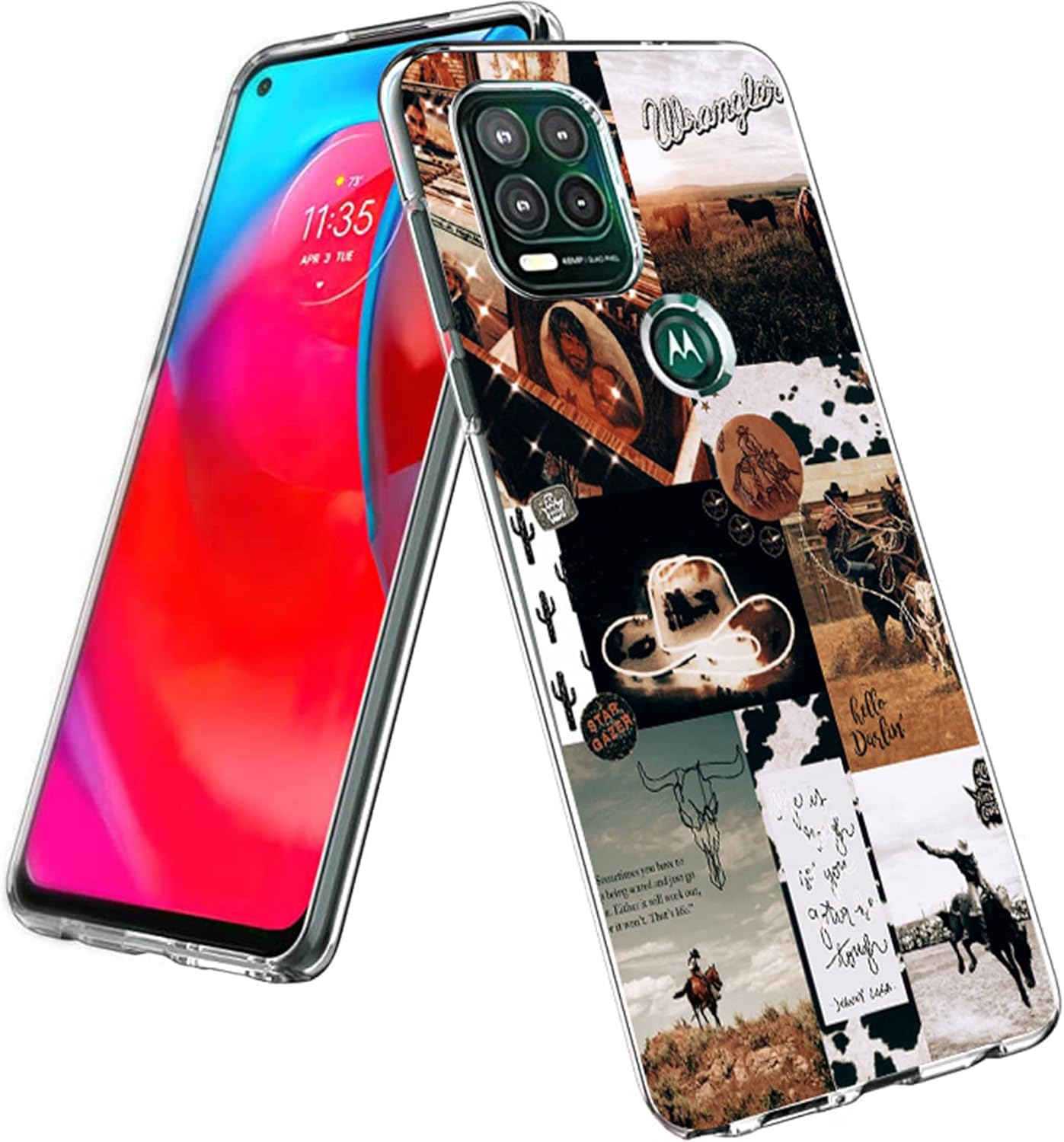 Funda compatible con Motorola Moto G Stylus 5G, funda de collage estético retro vaquera vaquera country chic para niñas y mujeres, bonita funda de