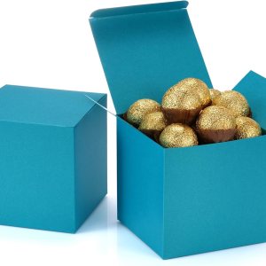 Quotidian 12 cajas de regalo de papel nacarado con purpurina con tapas de 4 x 4 x 4 (aguamarina) Quotidian 12 cajas de regalo de papel nacarado con purpurina con tapas de 4 x 4 x 4 (aguamarina)