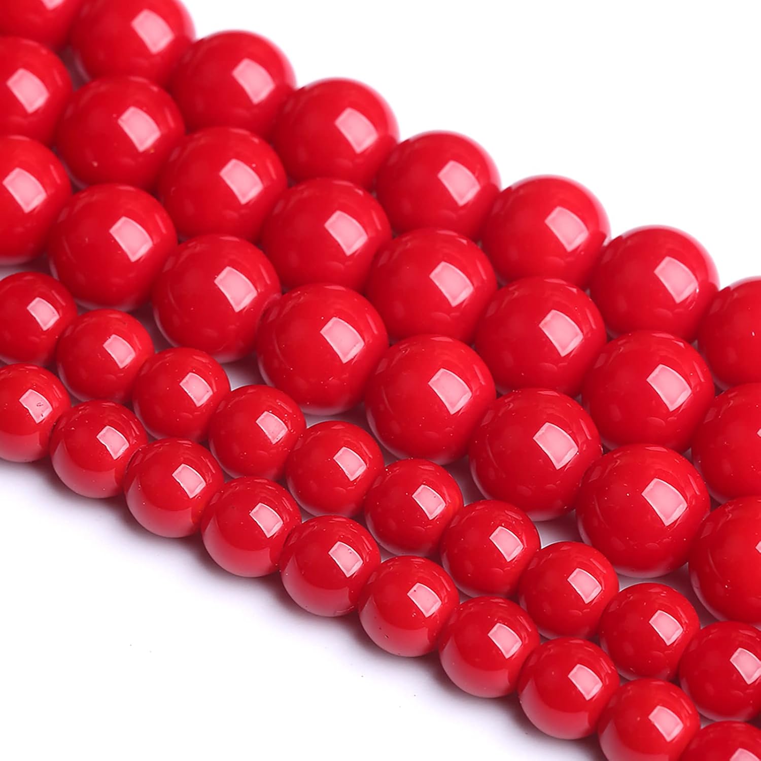 38 cuentas sueltas redondas de cristal rojo de 0.394 in para hacer joyas de 15 pulgadas DIY pulsera collar