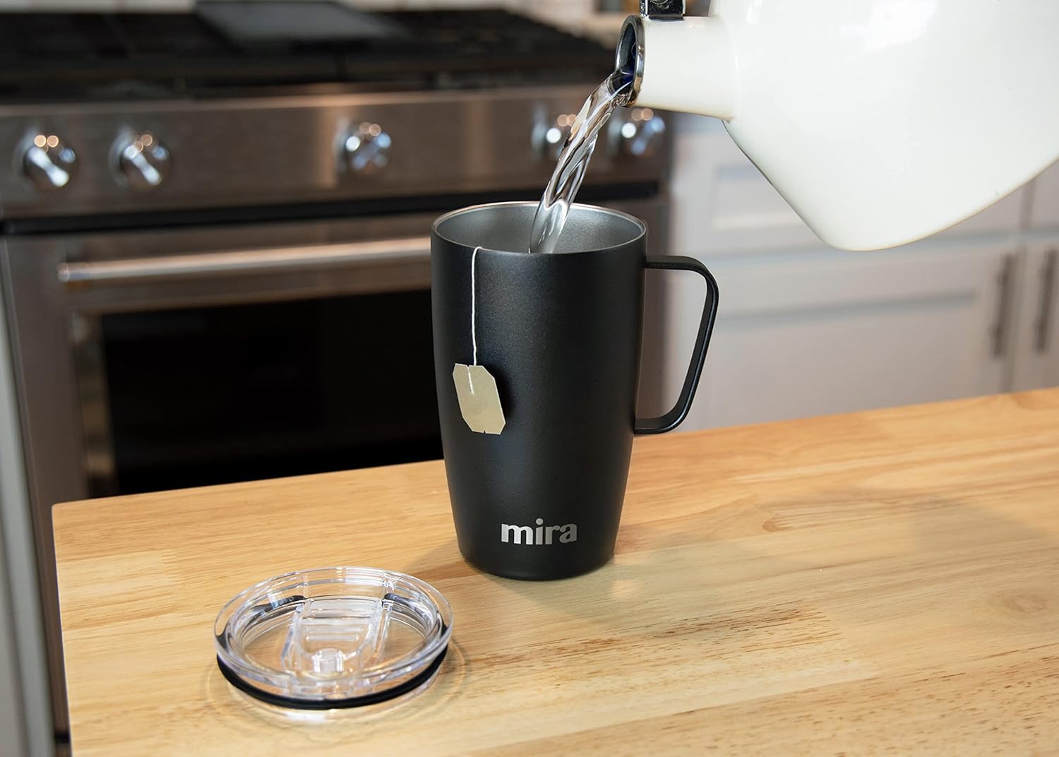 MIRA Taza de viaje de 18 onzas, vaso aislado con asa y tapa, apto para vasos, taza de café de viaje de acero inoxidable, taza de café aislada con