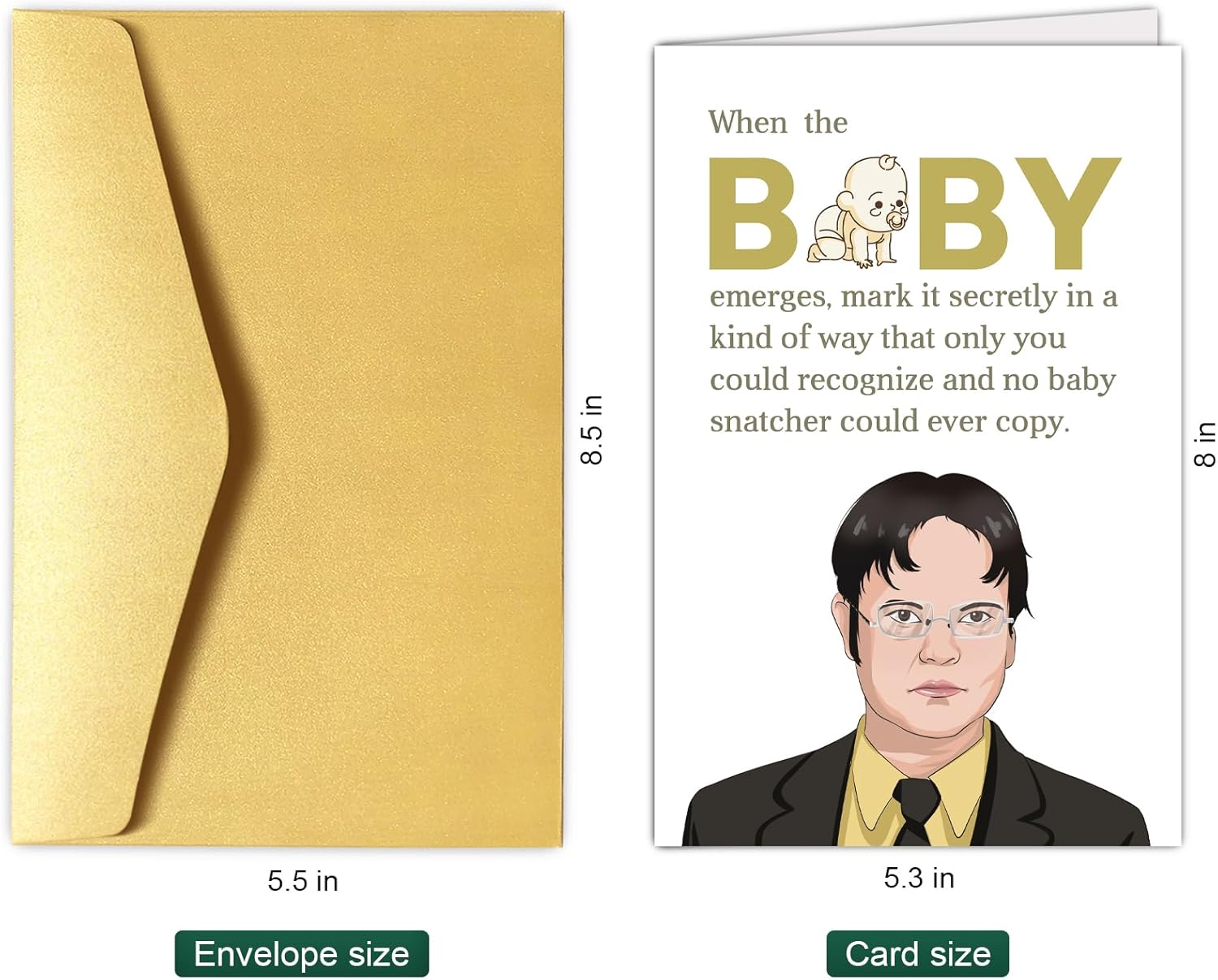 Divertida tarjeta de bebé de The Office, Dwight Schrute Baby Shower para niño y niña, tarjeta de felicitación para nuevos padres, marca el nuevo bebé