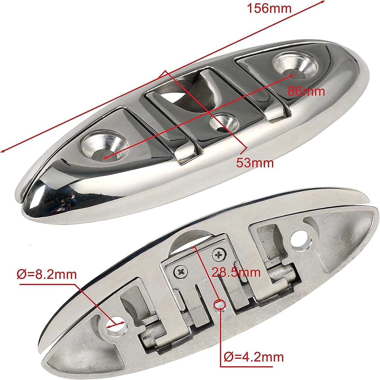 ISURE MARINE Boat Folding Cleat 6″ Flip-up Heavy Dock Cleat Marine Grade 316 Stainless Steel