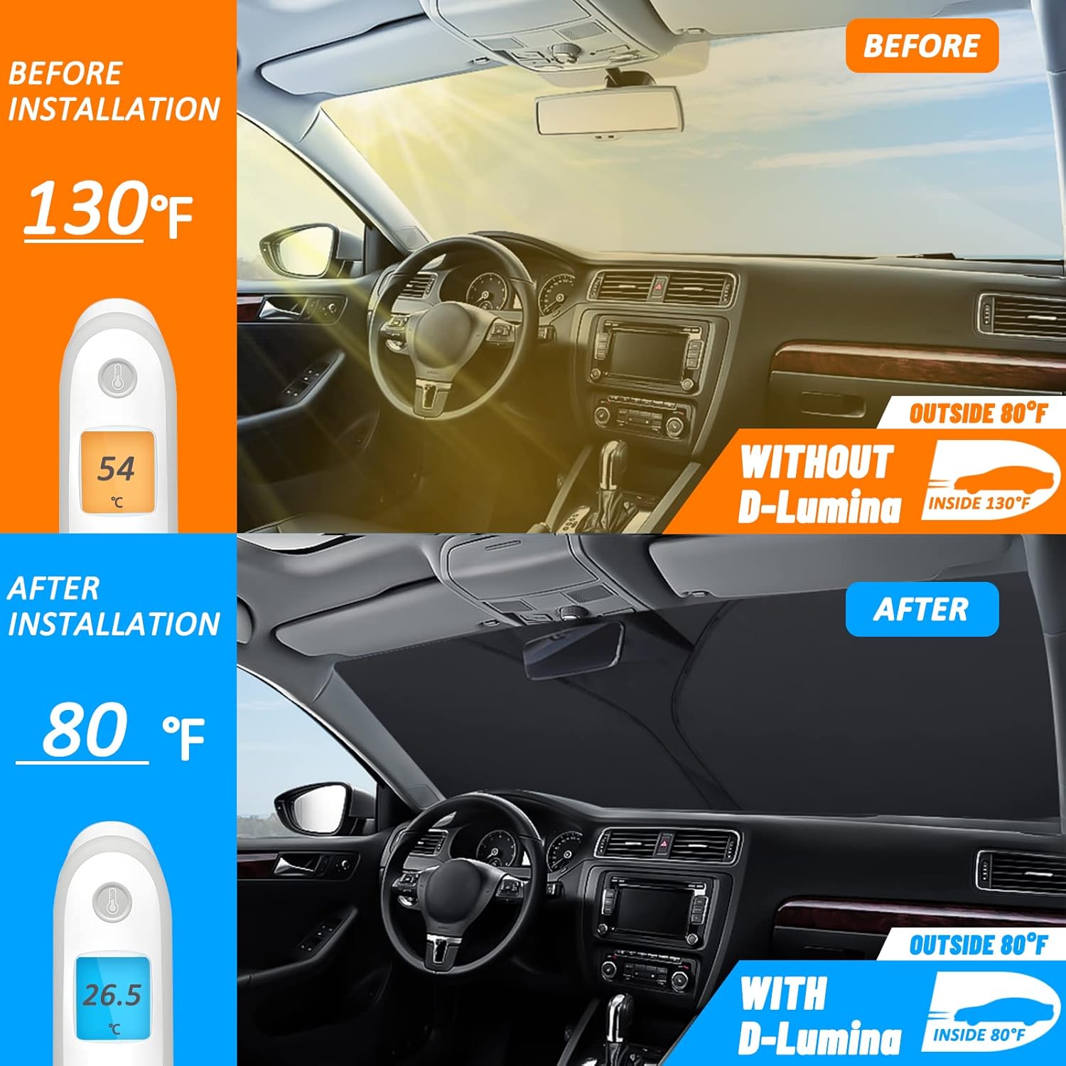 D-Lumina Parasol para parabrisas para Mazda CX-30 CX30 2019-2023, parasol para ventana delantera, bloquea los rayos UV del calor, plegable, 2 capas,
