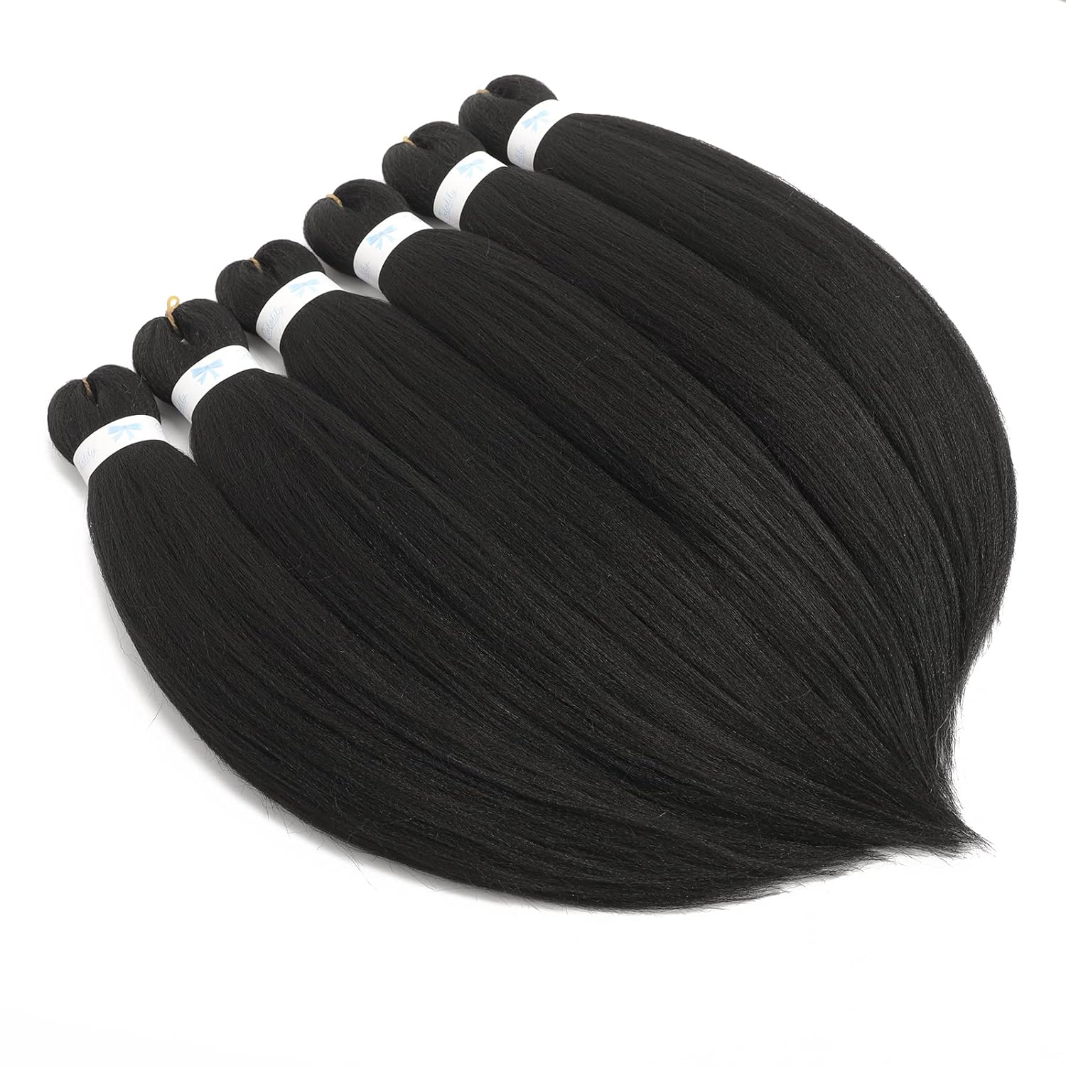 20 Inch 6 Packs Pre-stretched EZ Braiding Hair Extensions Yaki Texture Professional Crochet Braids Hair Hot Water Setting Synthetic Hair for Twist