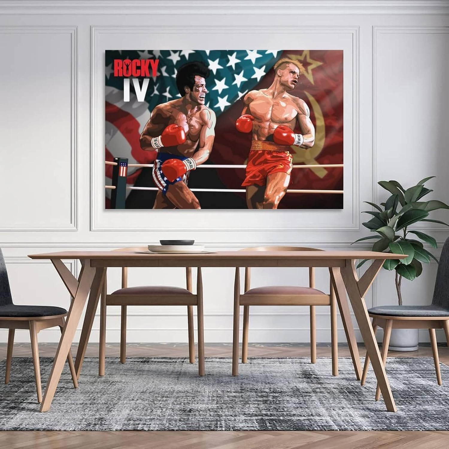 Póster de película Rocky Iv, póster de arte en lienzo y arte de pared, póster moderno para decoración de dormitorio familiar, 24 x 36 pulgadas (23.6