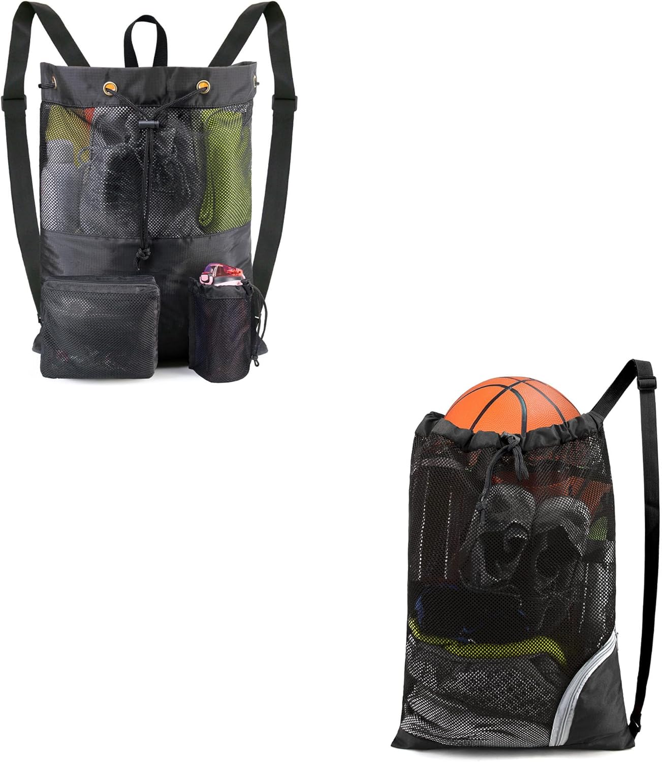 BeeGreen Gym Bags for Men Women Mesh Drawstring Backpack for Swim Sports Workout Gear Gifts for Swimmers & Basketball Bag Drawstring Backpack Mesh