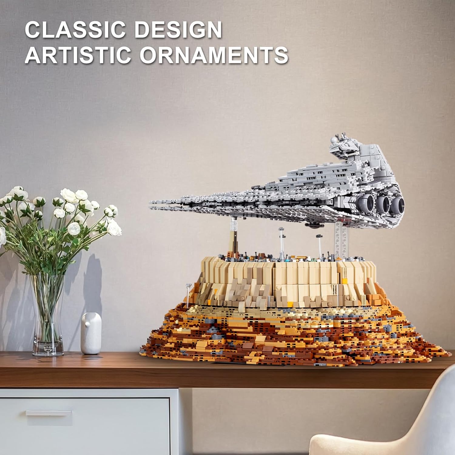 WLOXBKF MOC Starship Cruise Super UCS Imperial Star Destroyer City The Empire Over Jedha City Building Kits,Star Plan UCS Collectible Set for Adults