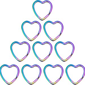 10 llaveros con forma de corazón, con forma de arco iris, anillo dividido de 0.98 pulgadas para llaveros, bolsos, bolsos, joyas 10 llaveros con forma de corazón, con forma de arco iris, anillo dividido de 0.98 pulgadas para llaveros, bolsos, bolsos, joyas