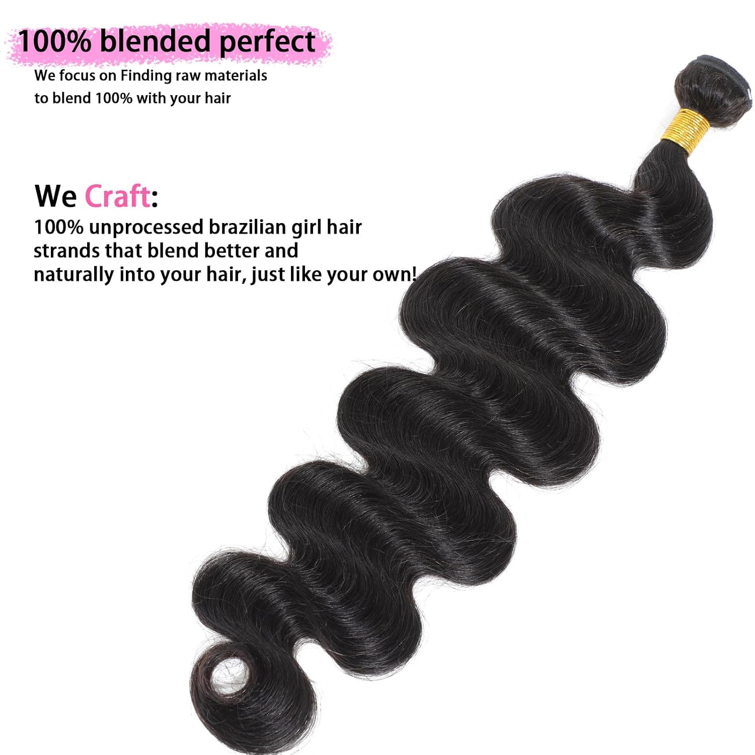 Yahmgc Paquetes individuales de cabello ondulado 12A, 100% mezclado, perfecto de 12 pulgadas, paquetes de cabello humano virgen brasileño, paquetes