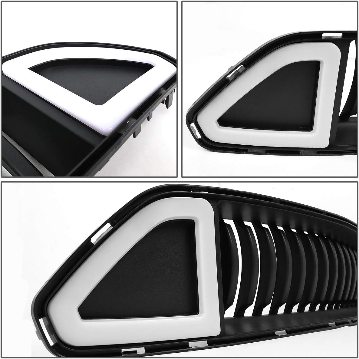 DNA MOTORING GRF-LB-FM15-2 – Rejilla superior triangular LED DRL para parachoques delantero, para parachoques delantero, compatible con Ford Mustang
