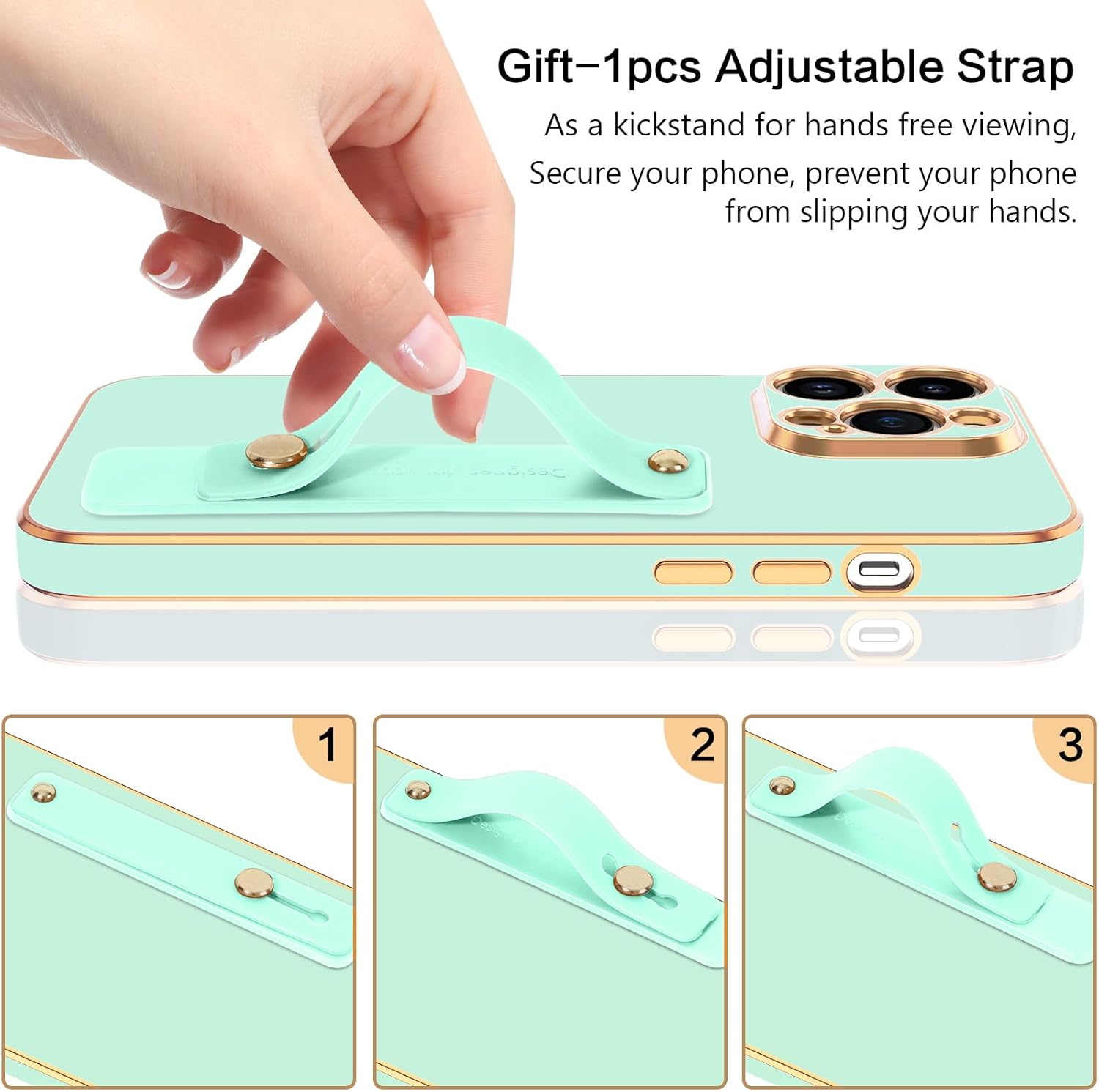 BENTOBEN Funda compatible con iPhone 15 de 6.1 pulgadas 2023, ajuste delgado, dorado, de lujo, de poliuretano termoplástico, a prueba de golpes,