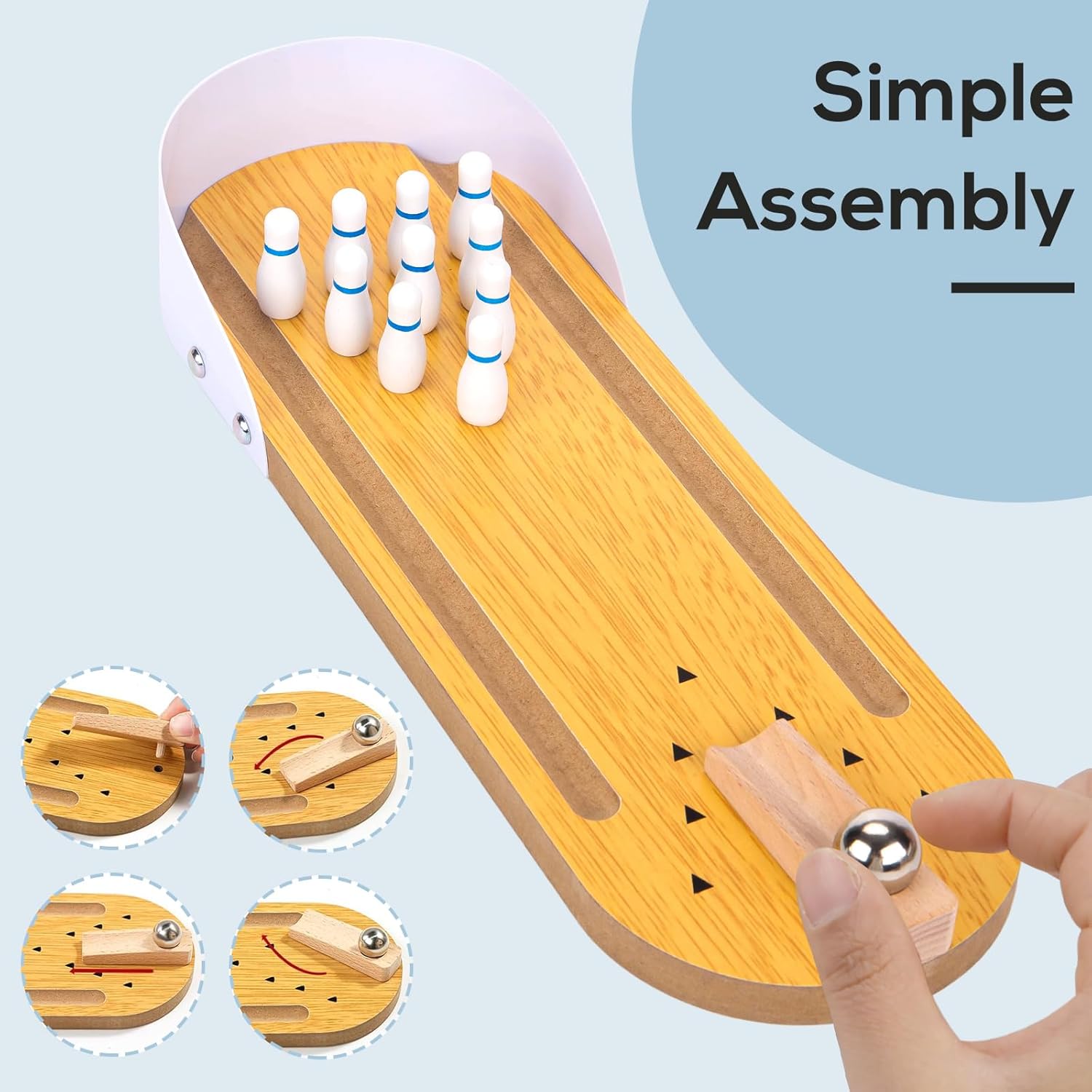 MCPINKY Juego de 18 mini bolos, mini juego de bolos de mesa, juego de bolos de escritorio, juguete pequeño para el hogar, bolera para oficina,