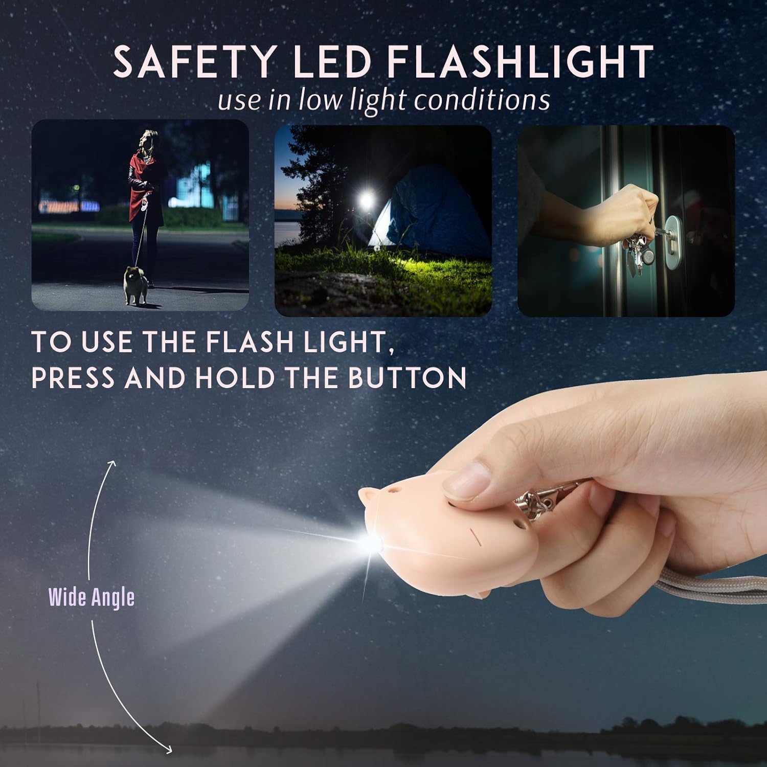 Safe Sound – Alarma personal de 2 unidades de 130 dB con canción de sirena de emergencia con luz LED, sirena de autodefensa, alarma de seguridad