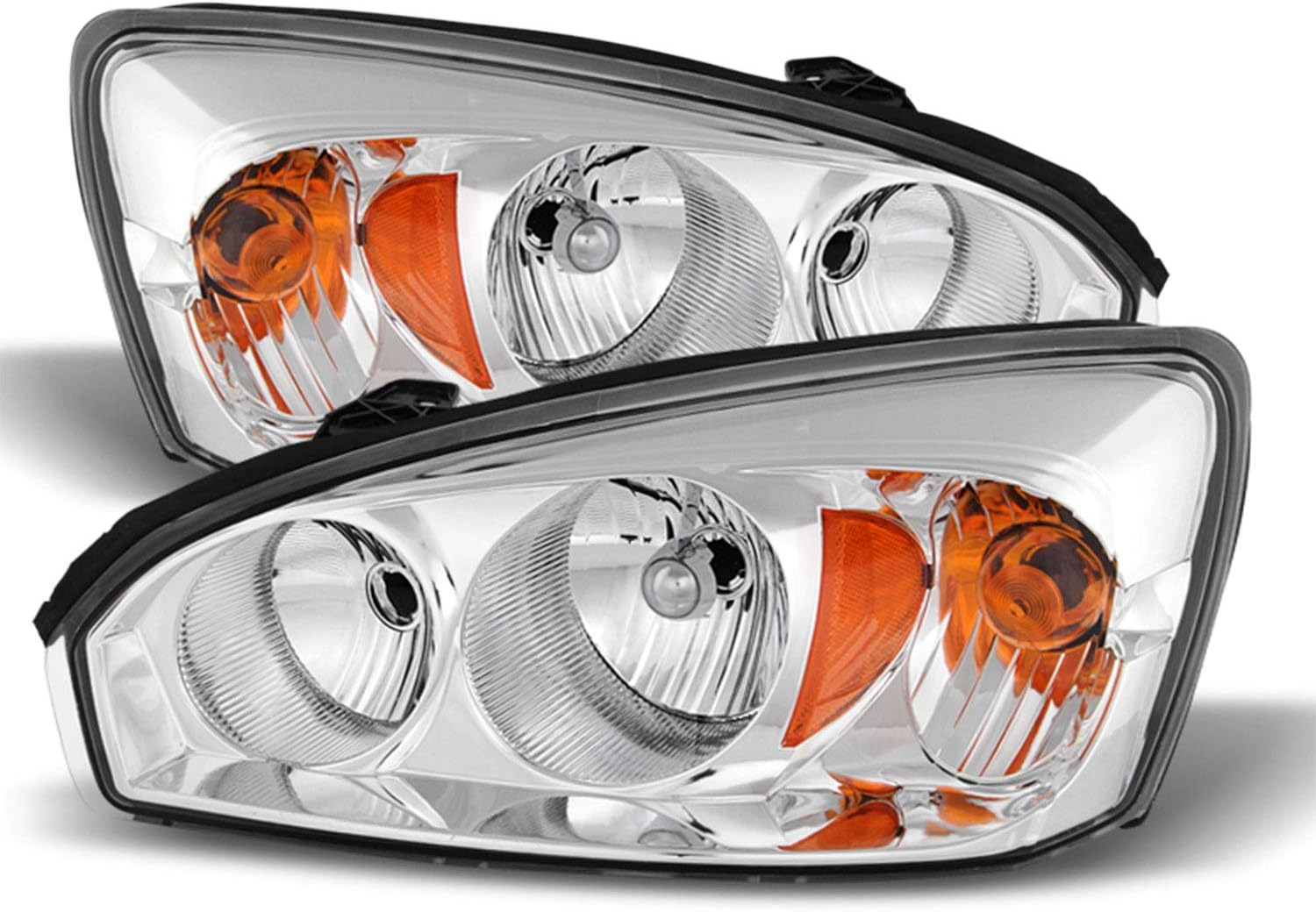 AKKON – Compatible con Chevy Malibu 2004-2007 2008 Malibu Classic LSLT Modelo tipo halógeno Par de faros delanteros cromados izquierdo+derecho